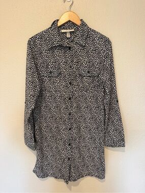 Coolibar Sun Protection Black & White Tunic Button-Up Shirt